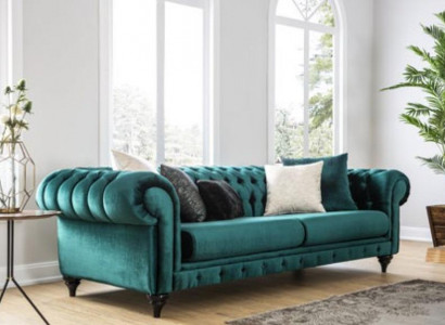 Classic Chesterfield Three-Seater Furniture Sofa Luxury Couches Green 3-Seat Sofas